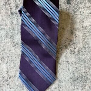 Claiborne Men's Purple Striped Silk Designer Necktie